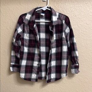 Kids Old Navy Maroon and White Plaid, button up Shirt